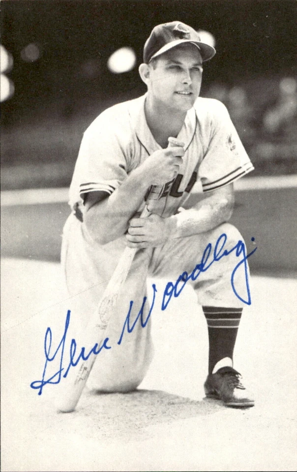 Postal firmada por Gene Woodling Indians d. 2001 3x5 Repo 179346 Foto 1 de 1