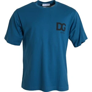 DOLCE & GABBANA T-shirt Blue Logo Round Neck Short Sleeves IT56/US46/XXL 570usd - Picture 1 of 6