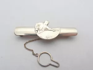 billiards: 925 Silver Tie Clip with Billiards Player - Cue - - Picture 1 of 5