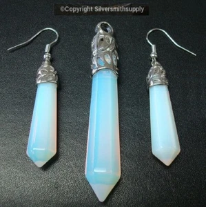 64mm Opalized created faceted Point pendant & dangle earring set fj018 - Picture 1 of 2