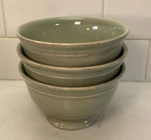 3- Retired Pottery Barn Sage Green CAMBRIA 5” Footed Bowls Handcrafted Portugal - Picture 1 of 8