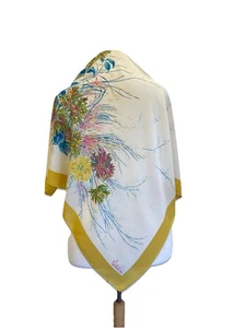 Y# Valentino Bufanda de Seda Estampado Floral Borde Amarillo Vintage Cuadrado - Imagen 1 de 7