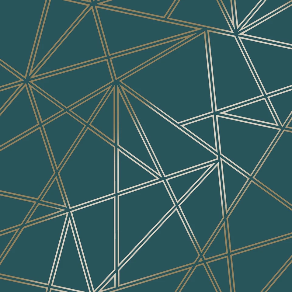 Paladium Geometric Wallpaper Teal / Gold - Holden 90110