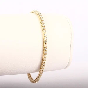 5Ct Round-Cut Lab Created Diamond Women's Tennis Bracelet 14K Yellow Gold Plated - Picture 1 of 4