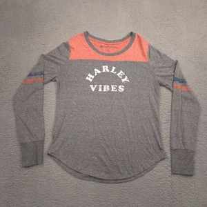 Harley-Davidson Women’s Long Sleeve T-Shirt Large Gray Orange Harley Vibes - Picture 1 of 9