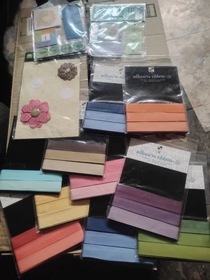10 Adhesive RibbonStyles-1 Yard Ea Opened/Unused Plus Stickers - Image 1 of 4