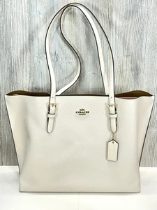 Coach Mollie Tote Gold / Chalk (White) Leather Zipper Excellent Condition - Picture 1 of 14