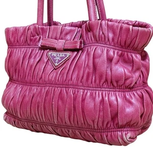 PRADA Handtasche Beuteltasche Handtasche Logo Leder rot echt - Bild 1 von 24
