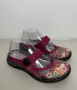 Rieker Mary Jane Mule Floral Pink Leather Women’s Size 37/6 - Picture 1 of 10