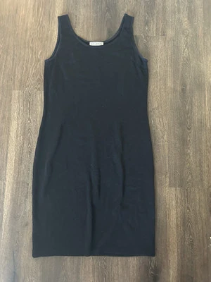 ST JOHN Black Sleeveless Classic Knit Dress 14 STUNNING midi MSRP $1095 - Image 1 of 4