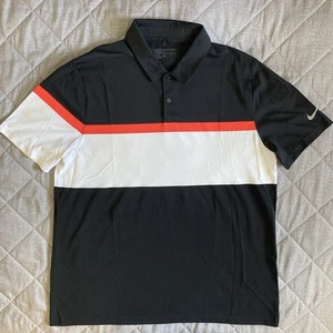 Nike Golf Poloshirt Herren Large Dri Fit Rot Weiß Schwarz Standard Fit Atmungsaktiv - Bild 1 von 10