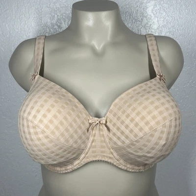 Prima Donna Madison Side Support Wire Bra Unpadded Cafe Latte UK 34G Lace Bows - Image 1 of 4