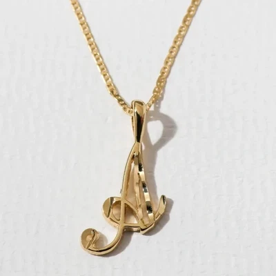 Pingente de ouro Vanessa Mooney The Love Letter colares iniciais colar inicial - Imagem 1 de 4