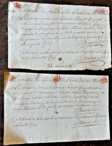 1765 lot de 2 billets d'entrée pour hotel Dieu de Tours pour soldats invalide - Foto 1 di 3