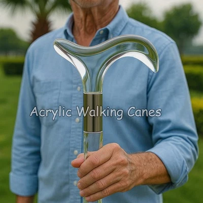 Elegante bastón transparente ligero de acrílico transparente para hombres y mujeres Foto 1 de 4