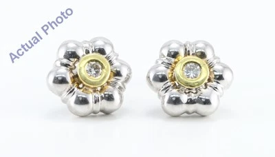 14k 2 色金色边框形状钻石耳钉 (0.2 克拉 G Si 清晰度) — 第 1/4 张图片