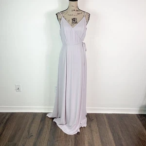 WAYF NWT The Angelina Slit Wrap Gown Grayish Lilac Size M - Picture 1 of 7