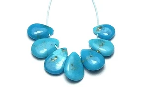 7 Stck. DORNRÖSCHEN TÜRKIS 6-9 mm Träne Ohrring Perlen NATÜRLICHE FARBE - Bild 1 von 2