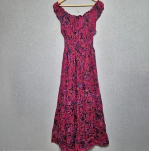 Maxi Vestido Gringo Talla 14 Rosa Comercio Justo Boho Indie Manga Abullonada Informal  - Imagen 1 de 8