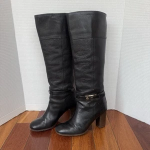 Botas de montar Tory Burch Jenna de cuero hasta la rodilla talla: 8 puntera cuadrada negra - Imagen 1 de 15