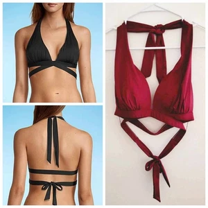 Mynah Bikini Neckholder Badeanzug Oberteil Pflaume Weinrot Größe Small - Bild 1 von 5