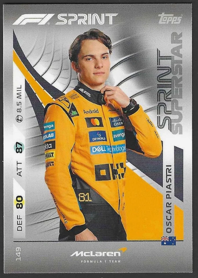 Oscar Piastri Topps #149 F1 Sprint Superstar 2025 Topps F1 Turbo Attax F1 75 - image 1 of 2