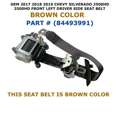 2017 2018 2019 Chevy Silverado 2500HD 3500HD CREW CAB left side seat belt BROWN - Image 1 of 4