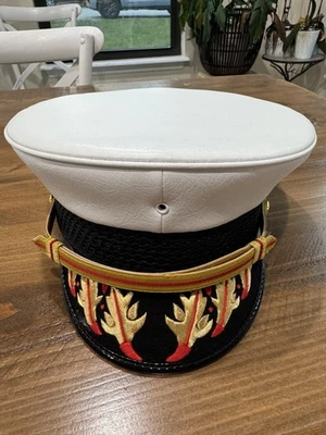 NEW Midway Cap XL FIRE White Grain Black Velvet Brim Gold & Red Flame Embroidery - Image 1 of 4