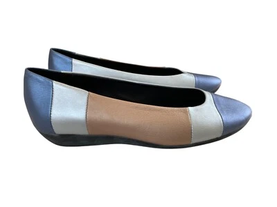 Кожаные балерины Arche Onyoko плоские металлик цветной блок синие серебристые 39 размер США 8 - Изображение 1 из 4