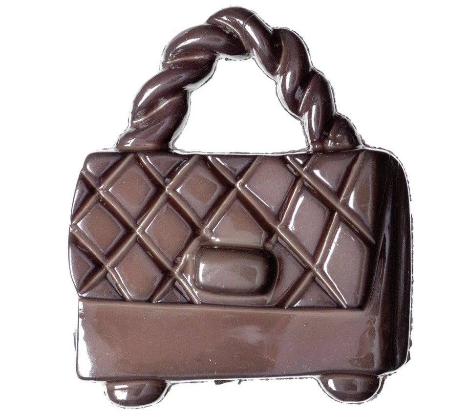 Brown handbag shape shank buttons nylon - size 21mm - pack of 6 - Image 1 of 1