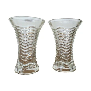 Set of 2 Vintage Crown Crystal Waverley Bud Vase Clear Depression Glass - Picture 1 of 6