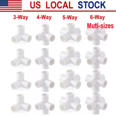 4pcs 1/2" 3/4" 1" 1.2" 1.5" PVC 3/4/5/6-Way Elbow Connector Pipe Fittings White - Image 1 of 4