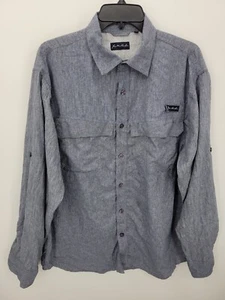 Camisa Joe Marlin Para Hombre Grande Azul Jaspeado Abotonada Rendimiento Manga Pestaña Campamento - Imagen 1 de 9