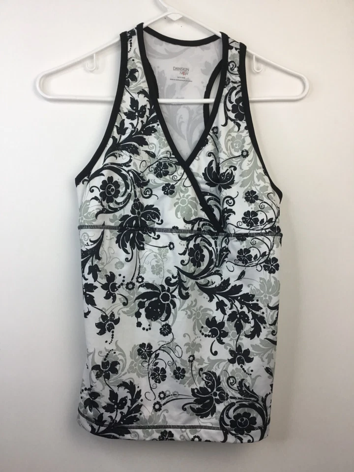 Danskin Girls Tank Black & White Floral Sleeveless Size Small  4-6 Top - Image 1 of 4