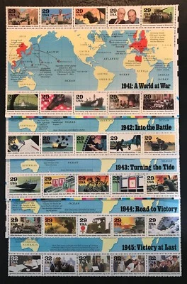   US STAMP MNH # 2559 2697 2765 2838 2981 5 WW2 PANES COMPLETE SET OF 50  - Image 1 of 4