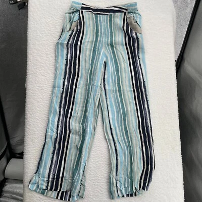 Pantalones para mujer Peck & Peck pequeños azules a rayas elásticos en la cintura bolsillos ligeros Foto 1 de 4