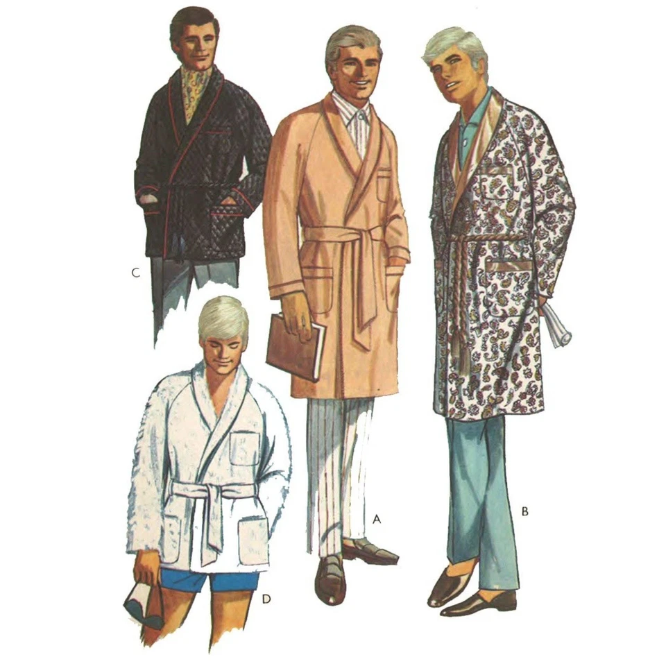 60s Pattern, Men's Smoking Jacket and Dressing Gown - Chest=38”-40” (97cm-102cm) - Image 1 of 3