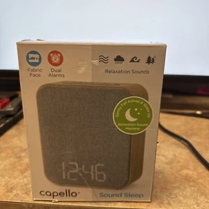 Wood Sound Sleep 2 Alarms Table Clock Gray - Capello Fabric Dimmer - Picture 1 of 1