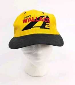Rusty Wallace Hat - Yellow NASCAR Official Sportswear Baseball Cap - NEW - Picture 1 of 5