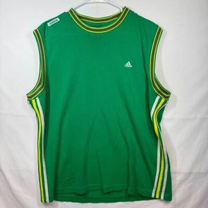 Adidas Mesh Tank Top ärmellos Trikot sportlich gestreift grün Gr. Large Y2K - Bild 1 von 11