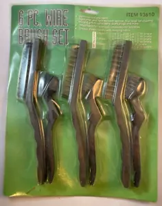 NOS Harbor Freight 6 Pc Steel, Nylon & Brass 9" Detail Wire Brush Set 93610 - Picture 1 of 3