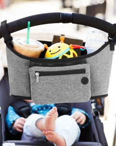 Stroller Organizer Baby Bottles Nappy Bags Coffee Cup Holder Detachable Wristlet - Picture 1 of 8