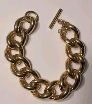 Pulsera Christian Dior Oro Ancho Grueso Eslabón Palanca Foto 1 de 3