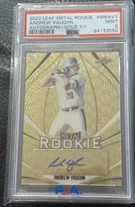 2020 LEAF METAL ROOKIE ANDREW VAUGHN GOLD PRIZM SUPERFRACTOR RC AUTO #1/1 PSA 9 - Foto 1 di 2