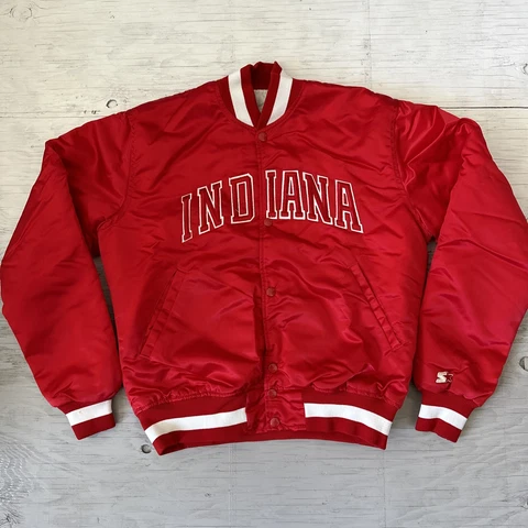 Vintage 80s NCAA University Of Arizona Indiana Starter Satin Jacket Sz Medium Cover