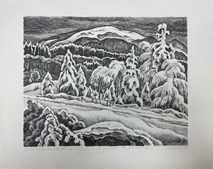 Original Lithografie | Heinz Kistler | Wintertag an der Milseburg - Bild 1 von 3