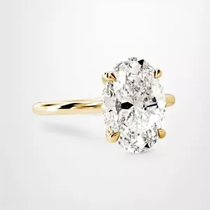 18k Yellow Gold Engagement Ring Oval Cut 2.65 Ct IGI Lab Grown Diamond 5 6 - Picture 1 of 12