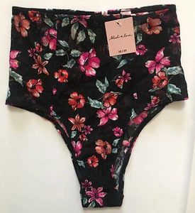 Victoria's Secret Cheekster-Höschen Blush Love schwarz Blumen Hibiskus hohe Taille XS - Bild 1 von 10