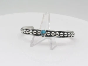 Native American Inspired Sterling Silver and Ice Blue Bracelet - Picture 1 of 7