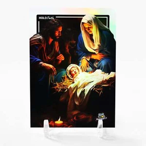 LYING IN THE MANGER Jesus The Nativity Card 2023 GleeBeeCo Holographic #LJSC - Picture 1 of 2